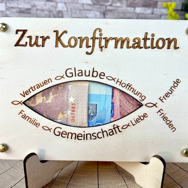 Geldgeschenk "Zur Konfirmation" Geschenkideen Holz Bilder Schilder Kommunion Jugendweihe Geldkarte Geld verpacken Verschenken