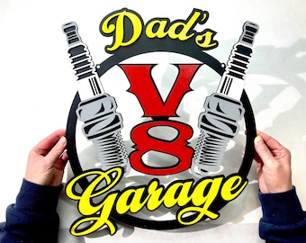 V8 Dads Garage Lightburn SVG File DXF File Plotter File DIY Project Vector Graphics cnc Glowfroge