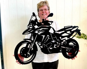 Motorrad Wanddeko aus Holz 75x60cm Männergeschenk Hausdeko Holzbild Schild Motocross Chopper Superbike Touring Fighter