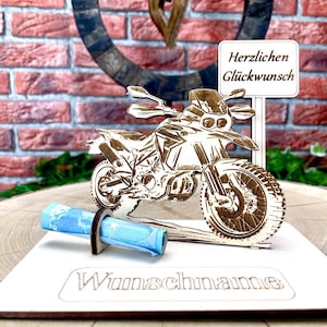 Enduro  – Dein personalisiertes Enduro Geldgeschenk aus Holz Geld Karte Box Männergeschenk Holzschild zum Verschenken Motorrad