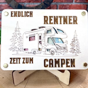 Geldgeschenk Wohnmobil 'Endlich Rentner ZEIT ZUM CAMPEN ' Geschenkideen Holz Bilder Schilder Geburtstag Zur Erholung  Outdoor im Urlaub