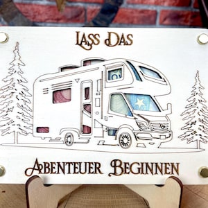 Geldgeschenk Wohnmobil 'Lass Das Abenteuer Beginnen' Geschenkideen Holz Bilder Schilder Geburtstag Zur Erholung  Outdoor im Urlaub
