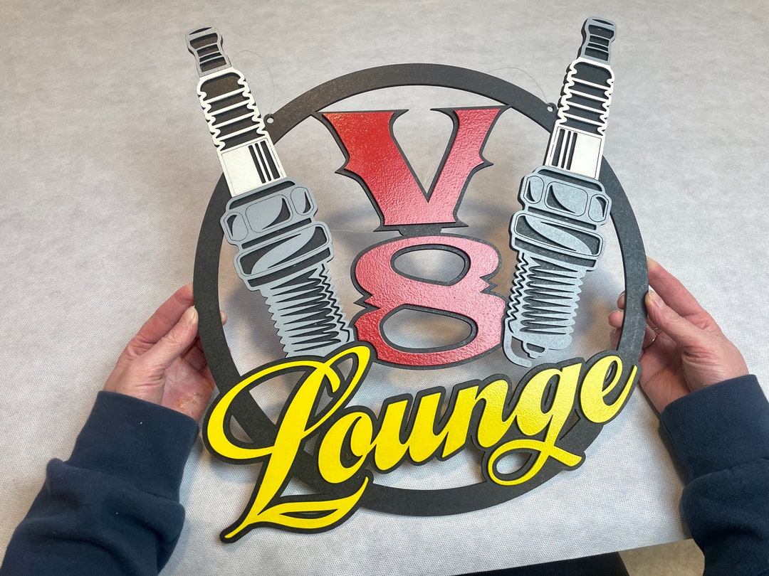 V8 Sign V8 Lounge Sign Scania American Trucks Vintage Garage Mustang Garage ...