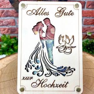 Alles Gute zur Hochzeit: Individuelles Geldgeschenk für das Brautpaar. Holz Schilder Geschenkideen Vermählung