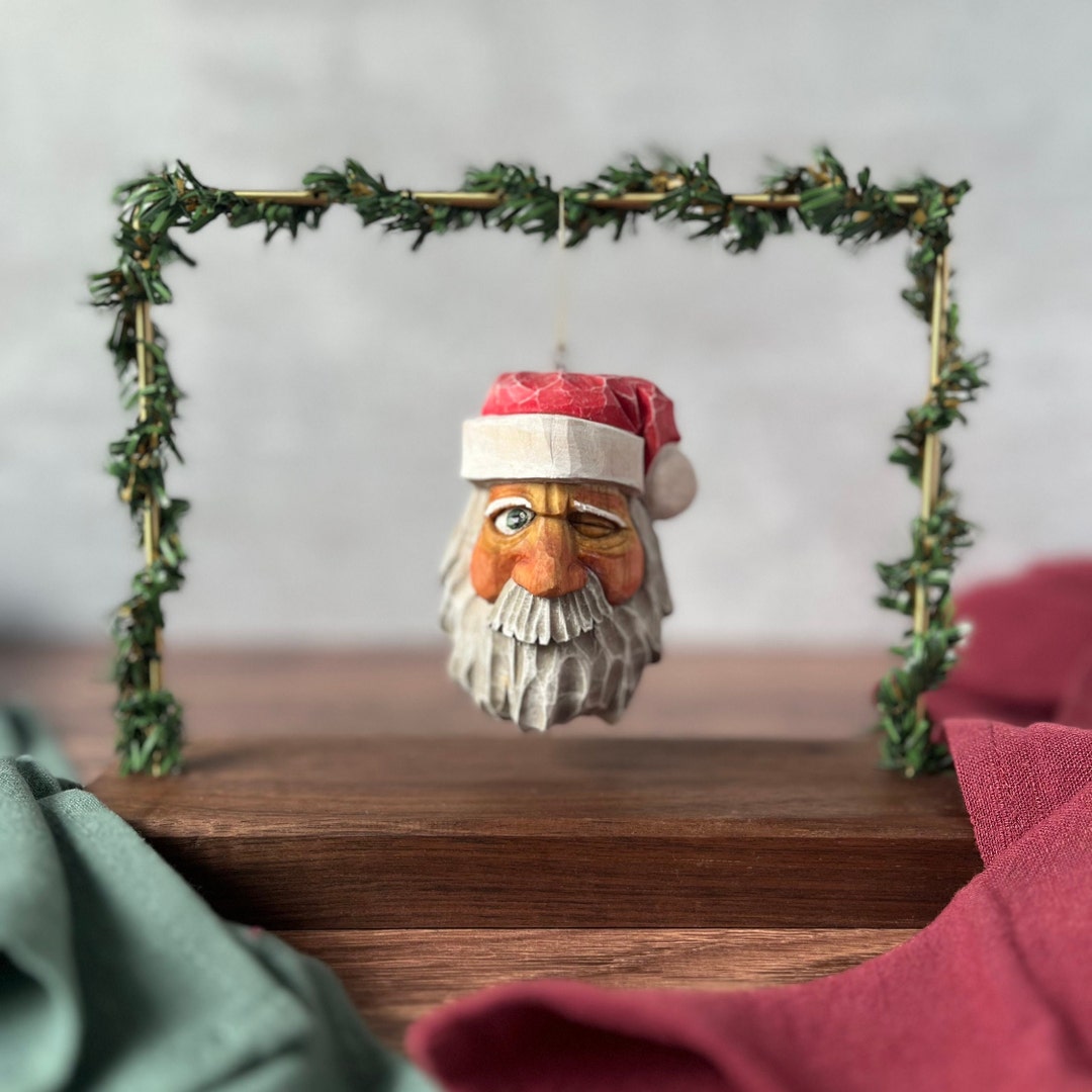 Unique Santa Hand-carved Santa Ornament | Unique Christmas Decoration & Gift ...