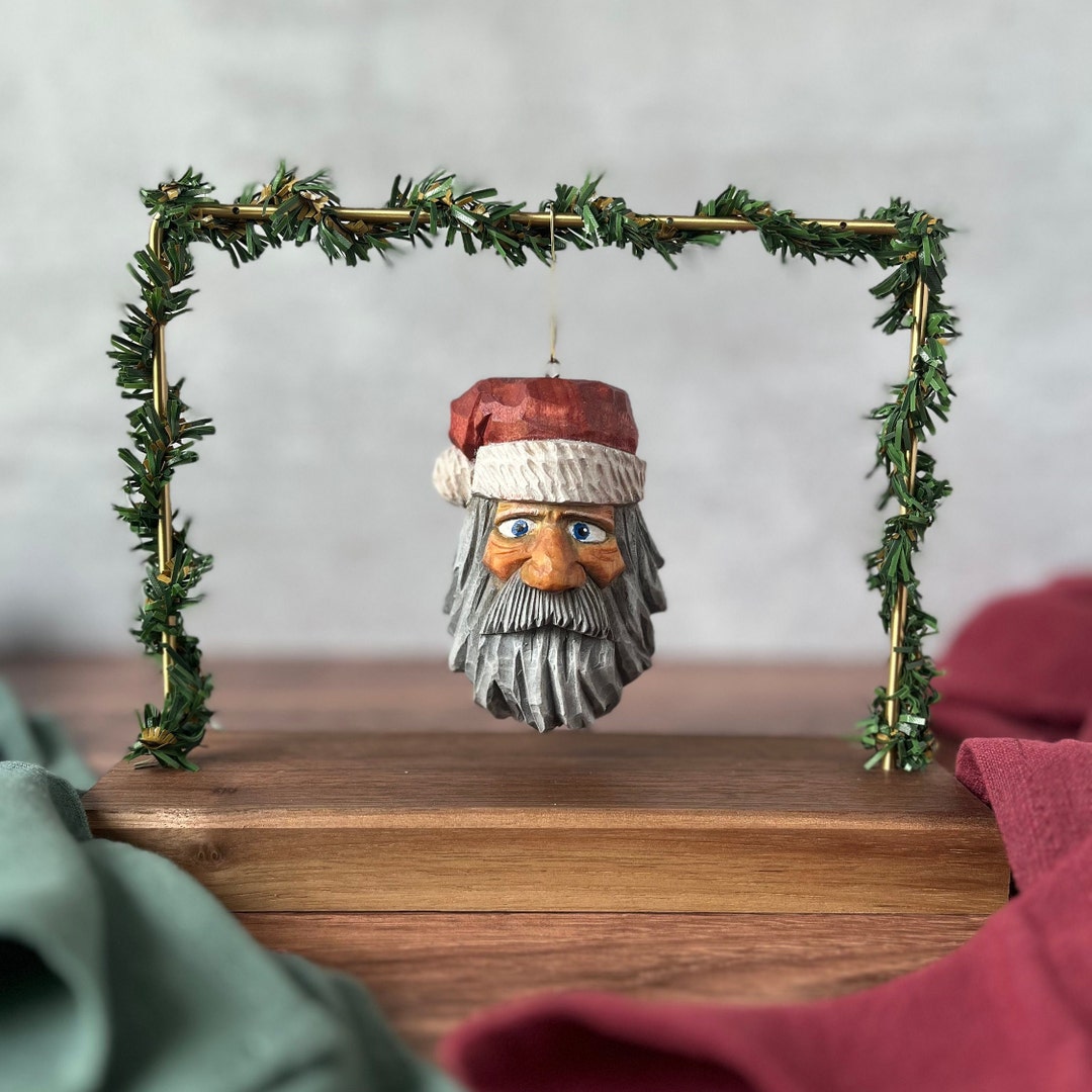 Unique Santa Hand-carved Santa Ornament | Unique Christmas Decoration & Gift ...