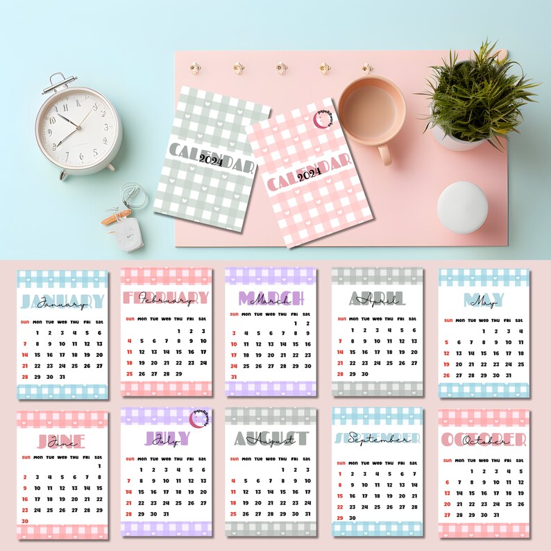 Mini Desk Calendar, Printable Desk Calendar, Desk Calendar 2024 ...