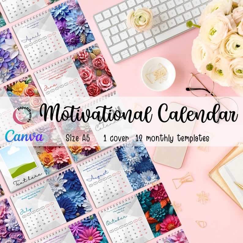 Desk Calendar 2024 Calendar 2024 Canva Editable Templates Etsy Australia