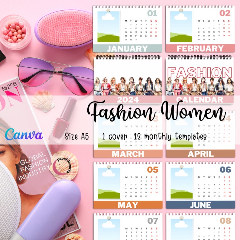 Desk Calendar 2024 Calendar 2024 Canva Editable Templates Etsy