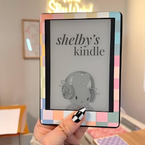 Checkered Kindle Skin | Pastel Patchwork Kindle Wrap | Bookish E-Reader Skin | Kindle Accessories | Gift For Reader