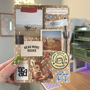 Indie Western Kindle Insert | Horses & Desert Collage | Rustic Bookish Decor with Fawn, Cactus Cozy Reading Vibes