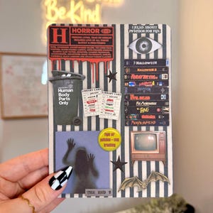 Horror Kindle Insert | Dark Horror Reader Aesthetic | Spooky Bookish Collage | Halloween Kindle Decor | Gift for Reader