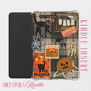 Retro Halloween Kindle Insert | Spooky Cute Bookish Collage | Pumpkin Patch Fall Aesthetic | October E-Reader Gift