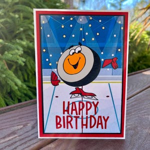 Tarjeta de cumpleaños de hockey / Tarjeta de cumpleaños de patinaje sobre hielo
