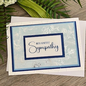Carte de sympathie sincère | Bleu | Argent | Fait main | Fabriqué à la main