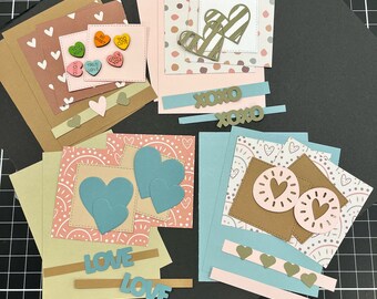 Valentine card kit Set of 8 for kids DIY card kit Valentine's Day kid BOHO colors neutral colors Make it yourself craft kit