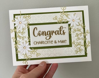 Personalized Wedding Card | Anniversary | Congratulations Card | Green | Handmade | Unique