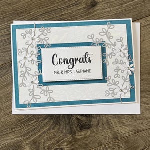 Carte de mariage personnalisée | carte d'anniversaire | Cartes de félicitations | Sarcelle | Fait main