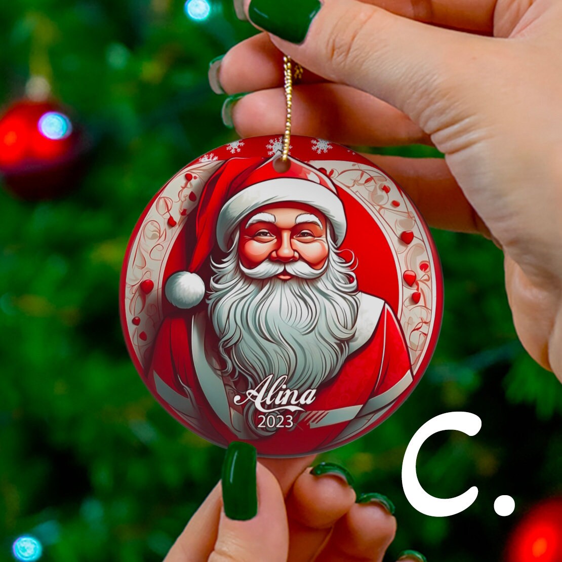 Personalized Vintage Christmas Santa Claus Ornament, Custom Christmas