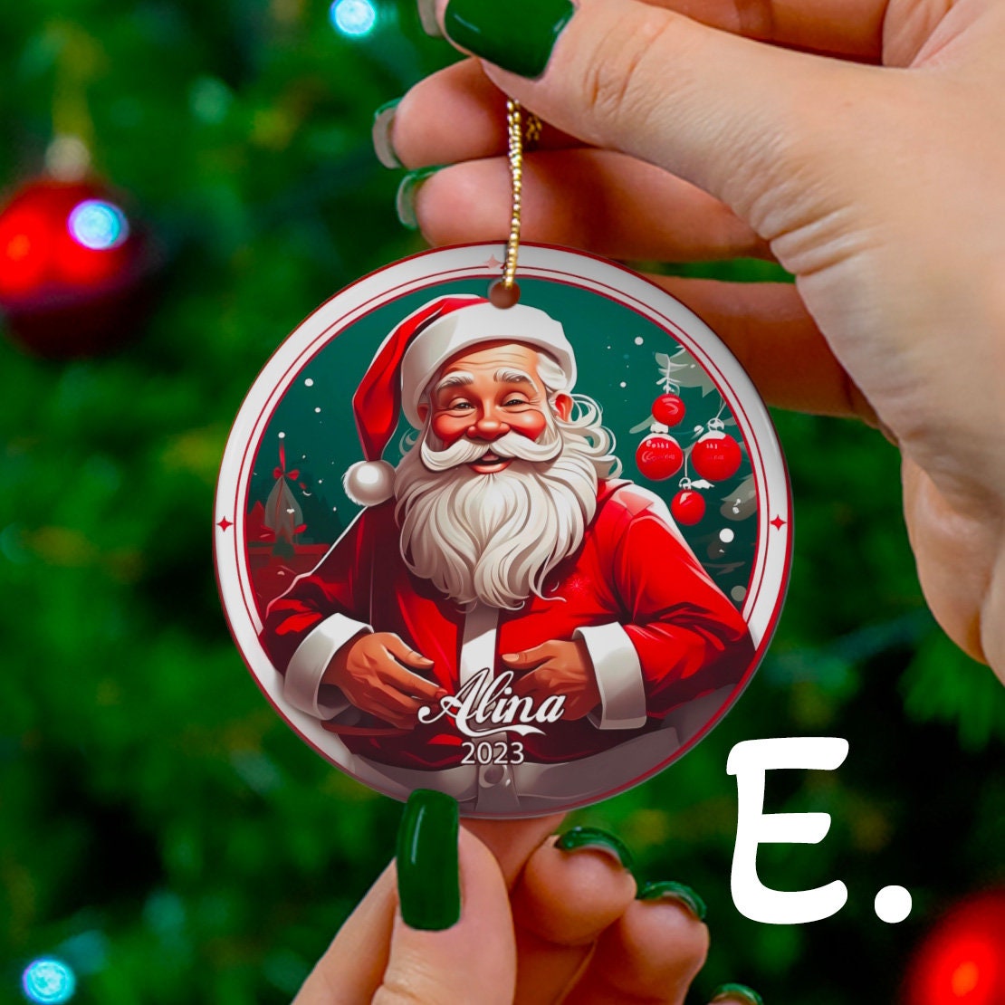 Personalized Vintage Christmas Santa Claus Ornament, Custom Christmas