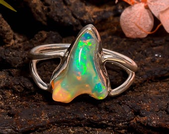 Bague en argent 925, avec opale noire d'Australie taille 46