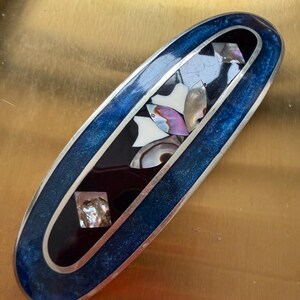 Vintage Hecho Mexico Silver Tone Lapis Lazuli Wirework Feather Hair Barrette ✨ Mexico Silver Hair Barrette - Etsy main image 2