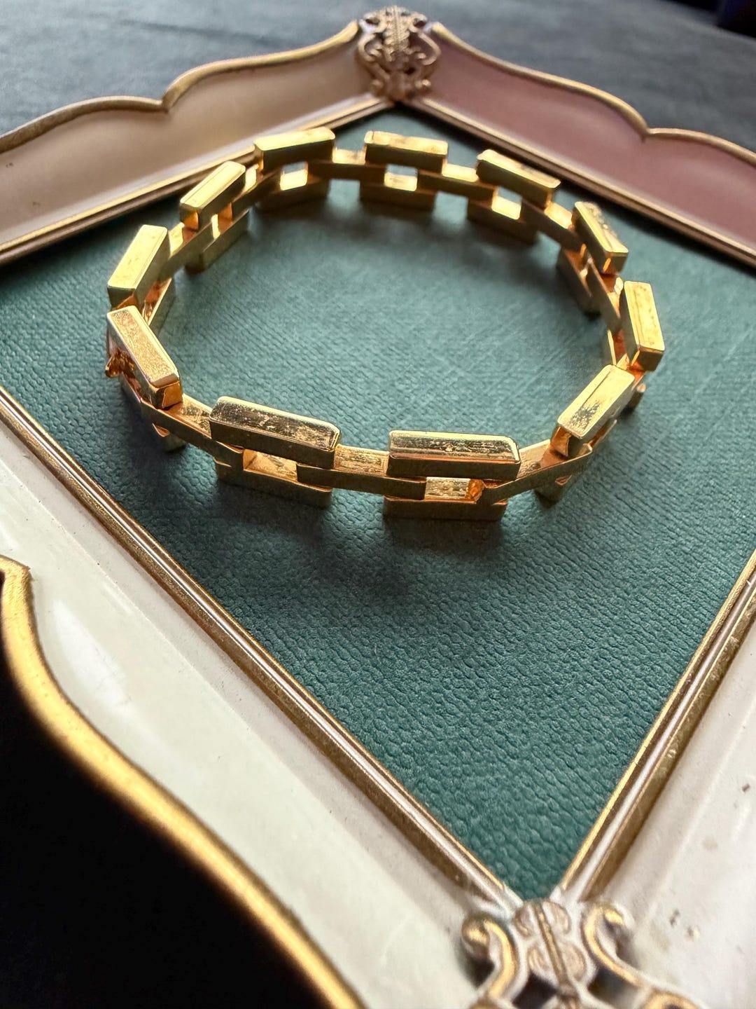 Vintage 14K RGP Gold-plated Bracelet – Mid-century Geometric Link ...