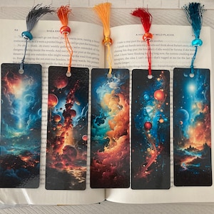 Space Nebulas Beaded Tassel Bookmarks