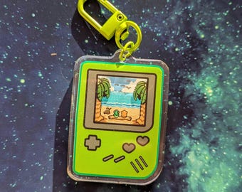 3Dゲームボーイカラーキーホルダー、レトロピクセルアートチャーム