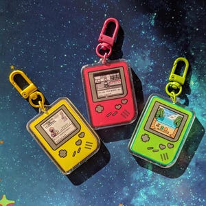 Kawaii 3D Effect Game Boy Color Keychain Retro Pixel Art Charm with Nostalgic Game Scenes (Pokémon, Zelda, MissingNo Inspired)