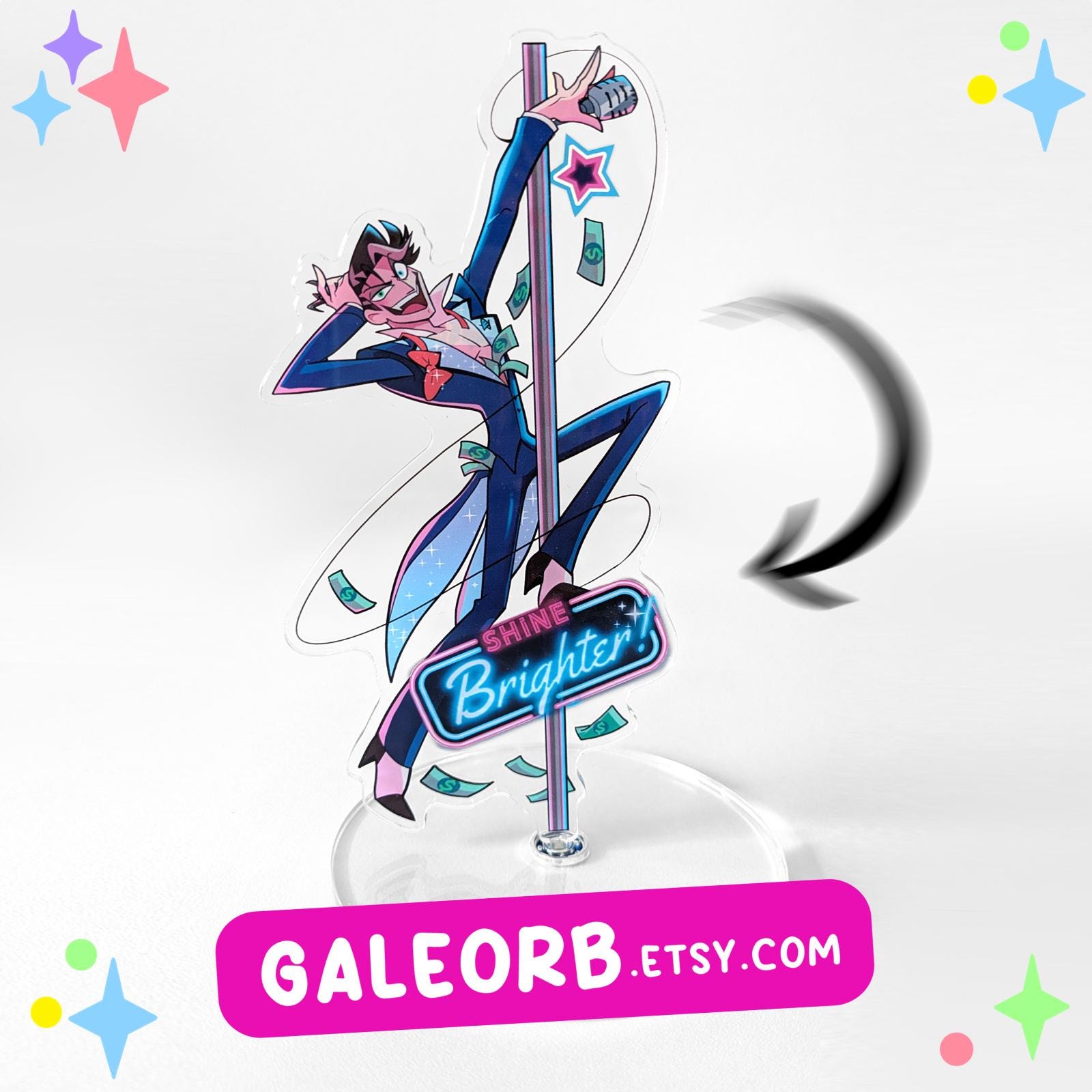 Vincent Rotating Standee Pole Dance Human Vox Whittman Hazbin