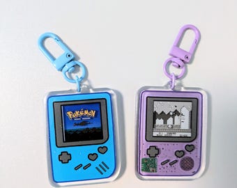 3Dゲームボーイカラーキーホルダー、レトロピクセルアートチャーム