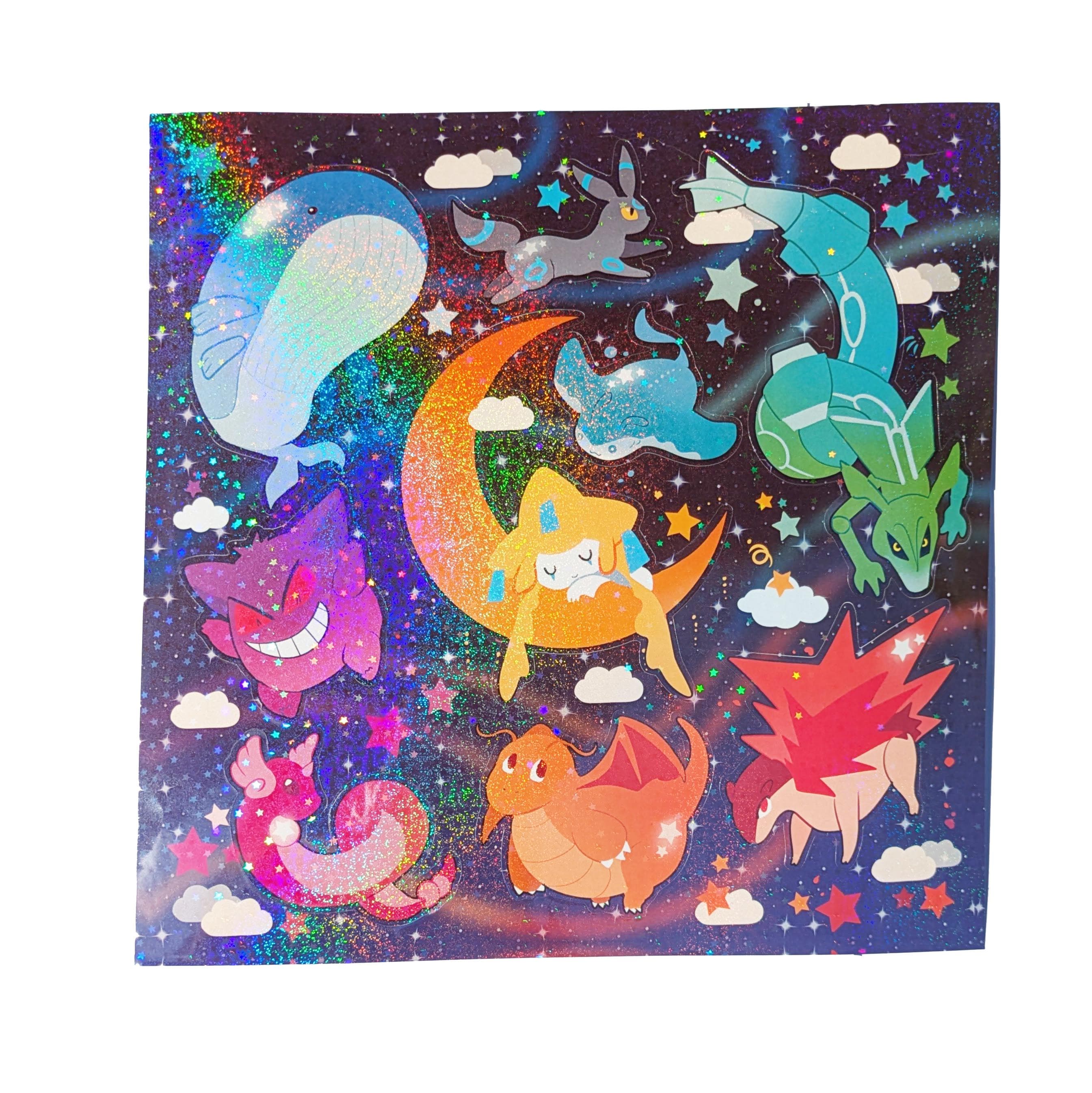 Glitter Stickers Pokémon Rainbow Wailord Rayquaza Mantine Typhlosion Dragonite Dragonair shiny Umbreon Jirachi Gengar