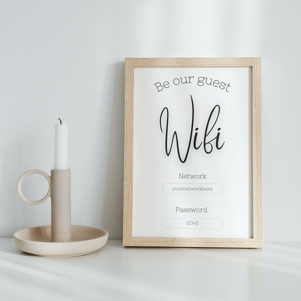 Wifi Password Network Sign - Editable Wifi Sign Template - Printable - Modern - Instant Download - 100% Editable