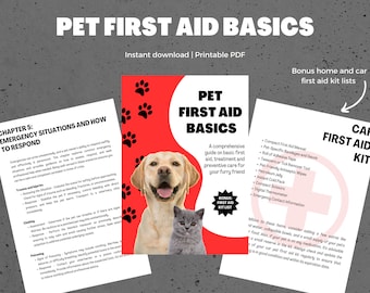Pet First Aid eBook - First Aid Basics - First Aid Kit - Pet First Aid Kit - Dog - Cat - Instant Download - Digital Download