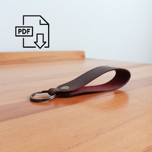 Sewing Pattern Leather Keychain, Small Leather Key Fob Template, Easy Leather Pattern, Leather Key Lanyard Pattern, PDF Keyring DIY