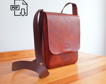 PDF Pattern Leather Cross Body Bag, Messenger Bag Sewing Pattern, DIY Leather Satchel Bag Pattern, Minimalist Cross Body Bag PDF Template