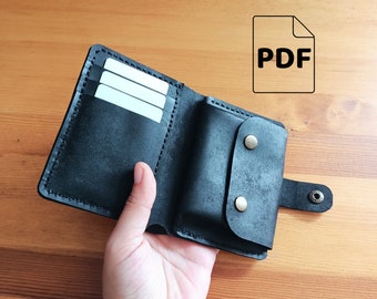 PDF Leather Wallet Template, Sewing Pattern For Wallet With Coin Pocket, Wallet With Coin Pouch Template, DIY Wallet Sewing Pattern