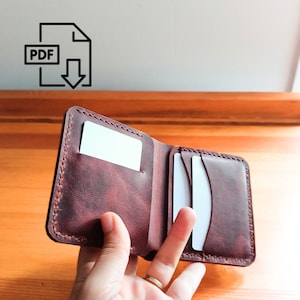 PDF Costura Slim Wallet Template, Carteira de couro fina PDF, Carteira básica PDF, Modelo de carteira para impressão, Padrão de costura para fácil fabricação de carteira