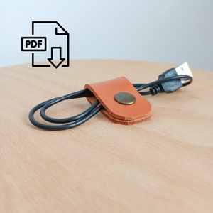 PDF パターン ケーブル オーガナイザー、レザー コード キーパー テンプレート、レザークラフト用充電器オーガナイザー パターン、ワイヤー ホルダー テンプレート、コード キーパー pdf
