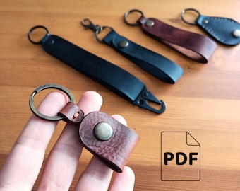 Key Chain Pattern Bundle, Leather Key Holder Template, DIY Leather Keychains, Leather Craft Patterns, Beginner Friendly Leather PDF Patterns