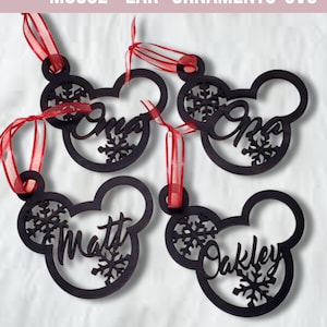 Ozdoba świąteczna w kształcie ucha myszy SVG / Spersonalizowane ozdoby z imionami / Plik do cięcia laserowego / Glowforge / Plik do cięcia laserowego / Najlepiej sprzedające się / Cyfrowe