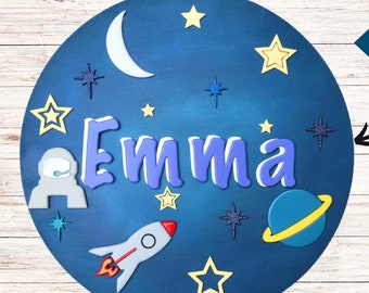 Space Name Sign SVG: Galaxy Nursery Decor, Glowforge File (Digital Design)
