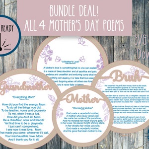 Muttertag Gedicht Zeichen, Laser geschnitten Datei, Glowforge SVG, Laser gemacht Geschenk, Geschenk für Oma, Geschenk für Mama, Design Bundle, personalisiertes Zeichen, svg