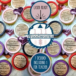 Cartões de Dia dos Namorados feitos a laser SVG, tampa de Play Doh recortada, cartões de madeira, dia dos namorados para professores/alunos, pronto para laser, arquivo de corte Glowforge
