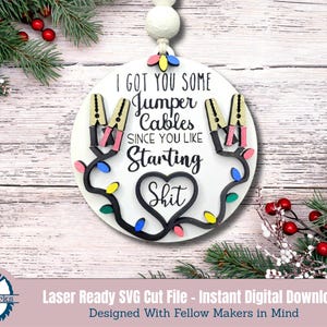 Funny Jumper Cables Christmas Ornament: Prank Gift (Digital Design)