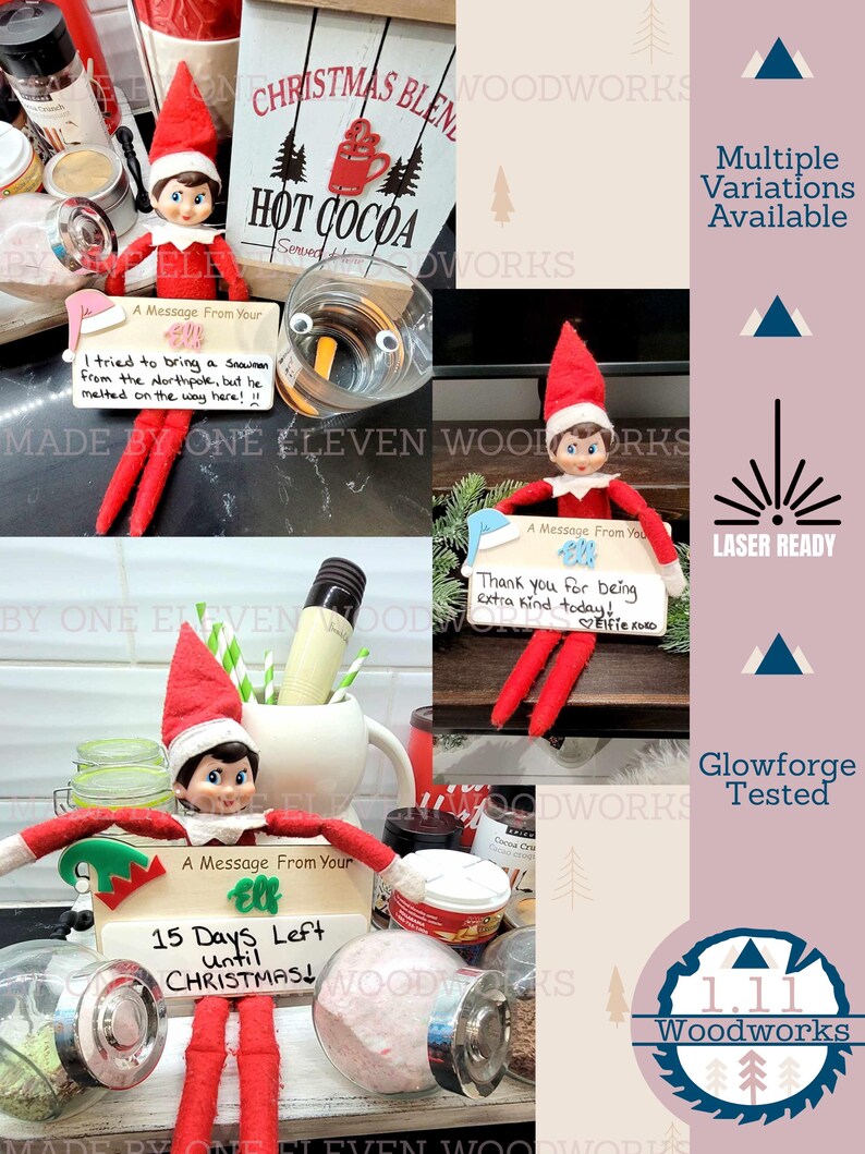 Elf Message Board SVG: Laser Cut File, Glowforge Ready (digital ...