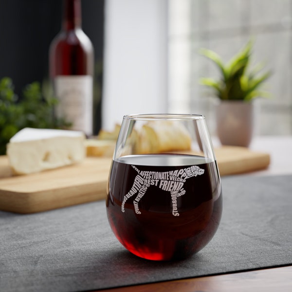 German Shorthaired Pointer GSP Dog Wordart 11.75oz Stemless Wine Glass