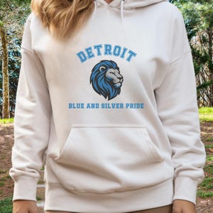 Sudadera con capucha premium azul y plateada de los Detroit Lions