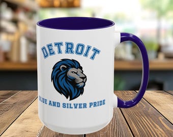 Detroit Lions Blue and Silver Pride Colorful Coffee Mug
